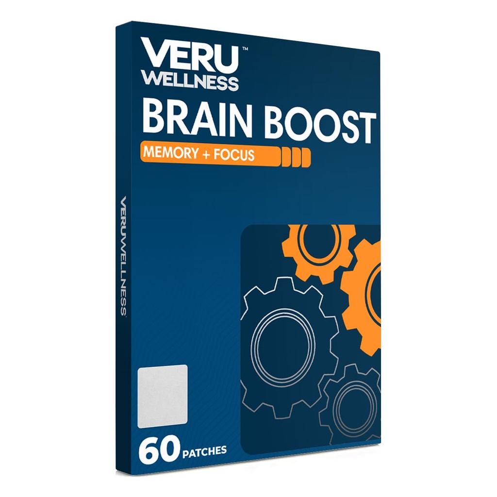 Veru Wellness Brain Boost Cognitive Patch - Mémoire quotidienne, Altertness et Focus Brain Support - Ginko Bilboa, Rhodiola Rosea, MCT (60 jours)