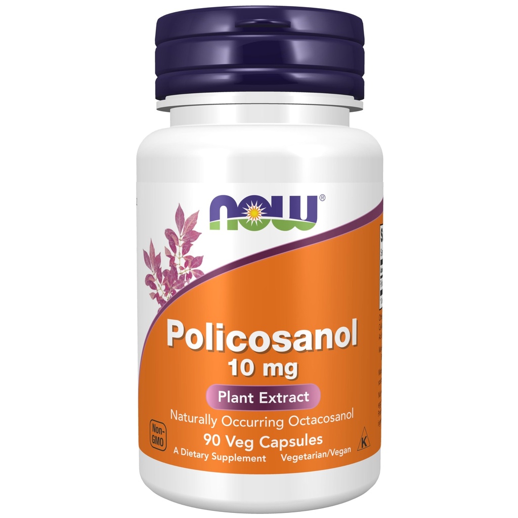 NOW Foods Supplements, Policosanol 10 mg, Blend of Long-Chain Fatty alcohols (LCFAs) Afgeleid van Sugar Cane, 90 Veg Capsules