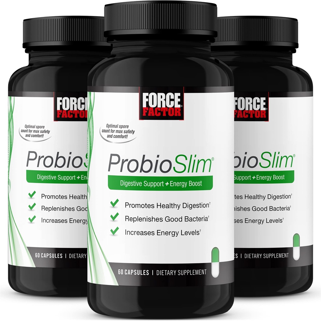 Force Factor ProbioSlim Probiotische Supplement voor vrouwen en mannen met probiotica en groene thee Extract, Verminder gas, opgeblazen, constipatie, ondersteuning spijsverteringsgezondheid & Gut Health, 180 capsules (3-pack)