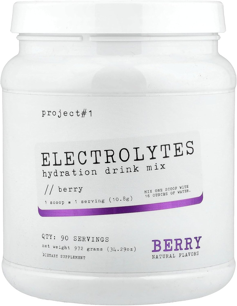 Project #1 Electrolyte Drink Mix: Aanhoudende Hydrating voor Fitness met Kalium [90 Servings] (Berry) Best Electrolytes Powder 