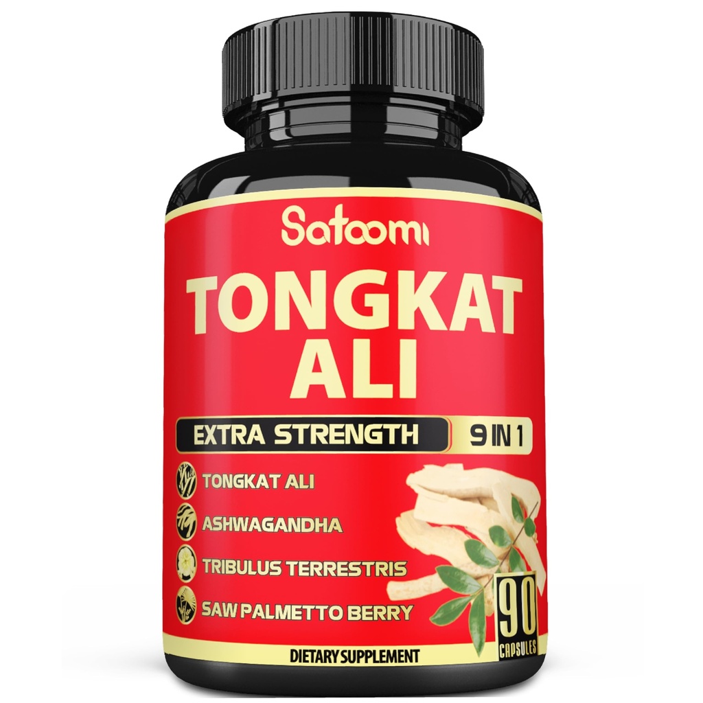 Satoomi 9in1 Tongkat Ali Root Extract - Ashwagandha, Tribulus Terrestris - 90 capsules gedurende 3 maanden - Ondersteuningskracht, energie en gezonde immuniteit