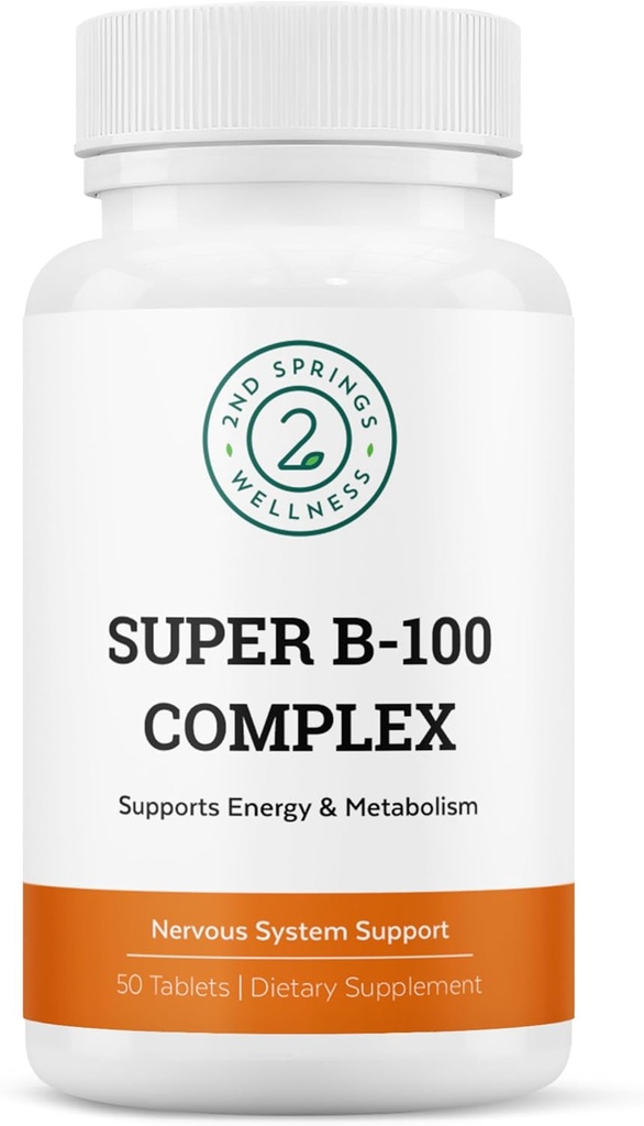 Super B-100 Complex - High Potency B Vitamine Complex met B-6, B-12, Folaat, Niacin, Biotine, Choline, Inositol en PABA voor energie, stofwisseling, hersenen en zenuwondersteuning
