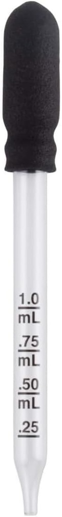 EZY DOSE Enfants Aiguilles droites et la médecine des yeux goutte à goutte pour liquide et la médecine, 1mL de capacité calibrée verre, ampoule en caoutchouc, fournir la dose correcte, clair, sans BPA