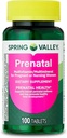Spring Valley Prenatale Multivitamine/Multimineral voor zwangere en verzorgende vrouwen Dieetsupplement tabletten, 100 Tellen - Nieuwe look