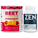 Nutrologie Abeille active, poudre naturelle pré-entraînement, saveur de fruits de la passion (30 portions) Supplément de magnésium naturel Zen (30 portions)