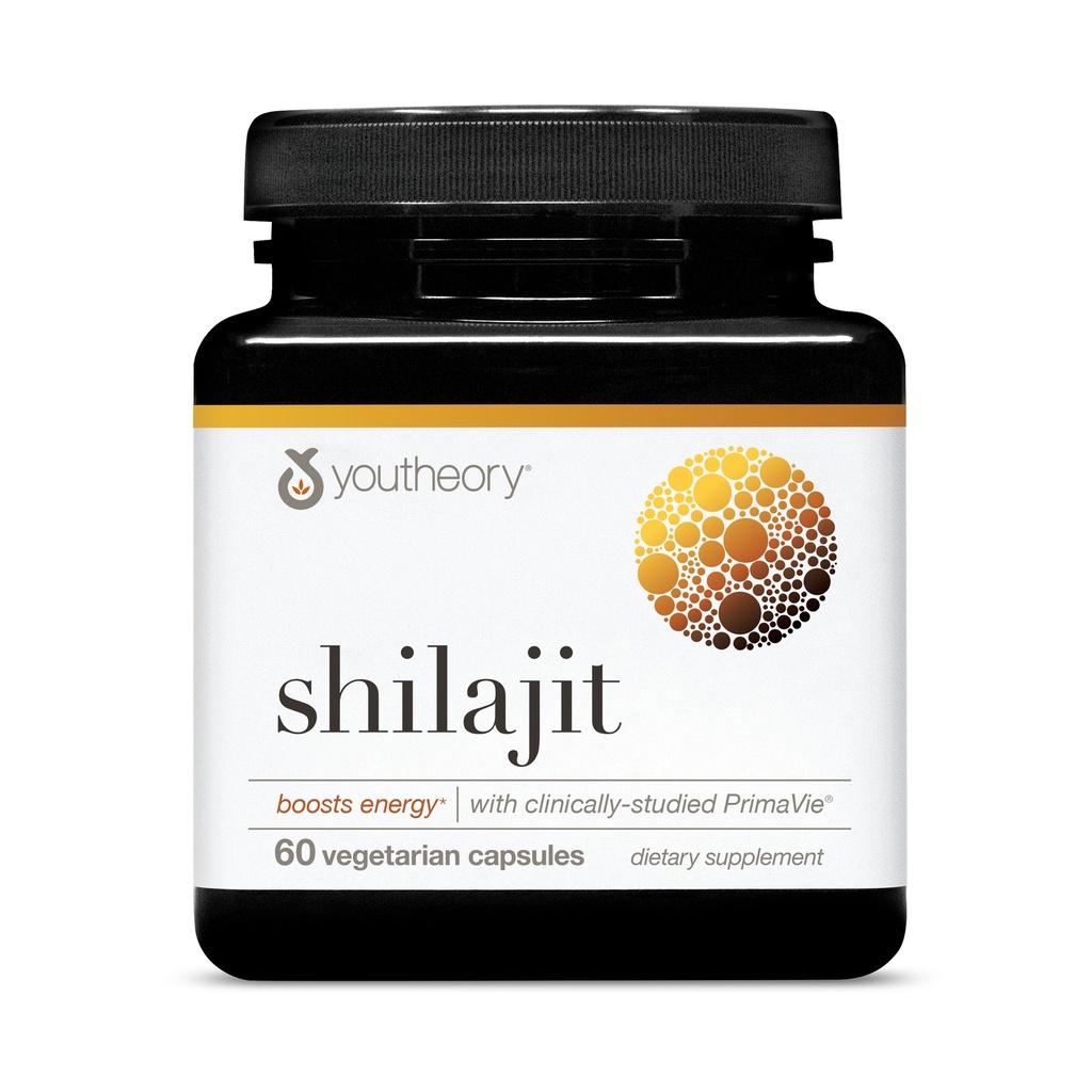 Youtheory Shilajit - 500 mg Shilajit Capsules - Energy Supplement - Shilajit ondersteunt uithoudingsvermogen en uithoudingsvermogen - Pure Himalaya Shilajit - Gluten, zuivel en sojavrij - 60 Vegetarische Capsules