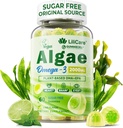 Omega 3 Gummies 2200mg uit Algenolie (DHA 640mg & EPA 290mg) voor vrouwen en mannen, Veganistische Omega 3 Visolie Alternatief, w/CoQ10, Astaxanthine, Vitamine A, E, D3 voor hersenen, oog, antioxidant, suikervrij, 1pack
