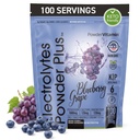 Electrolytes Powder Plus (100 porties) Blueberry Grape Electrolyte Powder Sugar Free, Keto, 0 Sugar, No Maltodextrine, 1000mg Kalium,120mg Calcium,120mg Magnesium, Hydratatie
