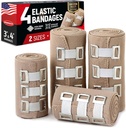 Bande élastique de qualité supérieure - 4pk (2x3in, 2x4in) + 12 clips supplémentaires - Bande élastique forte pour poignets, chevilles, pieds et genou