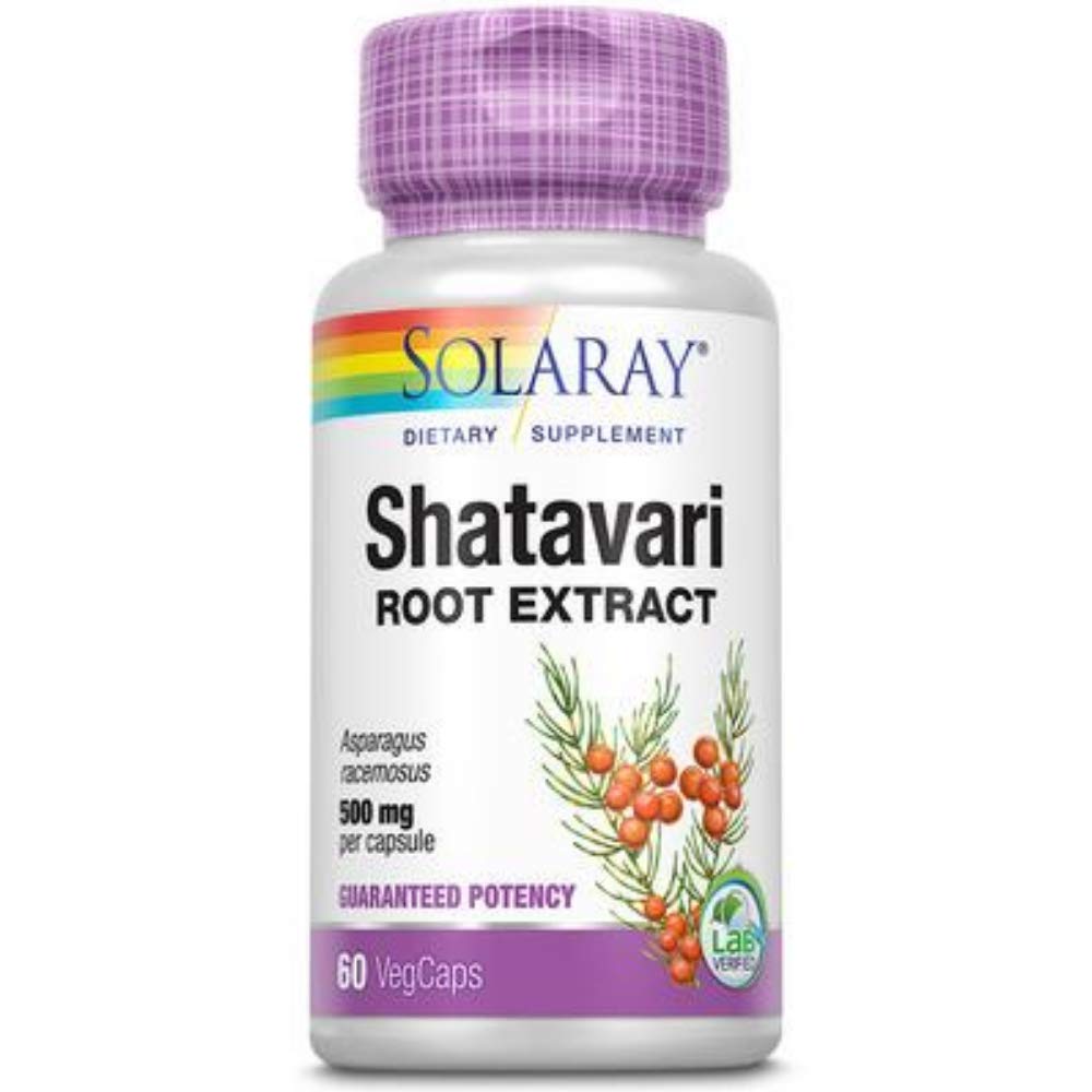 SOLARAY Guaranteed Potency Shatavari Root Extract, Veg Cap (Btl-Plastic) 500mg