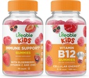 Levensvatbare Immuun Ondersteuning Kids + Vitamine B12 Kids, Gummies Bundle - Grote Proeverij, Vitamine Supplement, Glutenvrij, GGO-vrij, Kauwbare Gummy