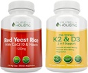 Pure Holistische Rode Gist Rijst 1200 mg met CoQ10 & Niacin + Vitamine D3 5000 IE (125 mcg) & K2 MK7 90 mcg Bundle - 270 Vegetarische Capsules - Made in USA
