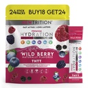 Hydration Powder, Wild Berry Pack van 24 Electrolyte Powder Packets, natuurlijk Flavored Hydrating Packets voor water, Fast Acting Hydrate Electrolytes met Vitaminen B & C, Energie & Recovery