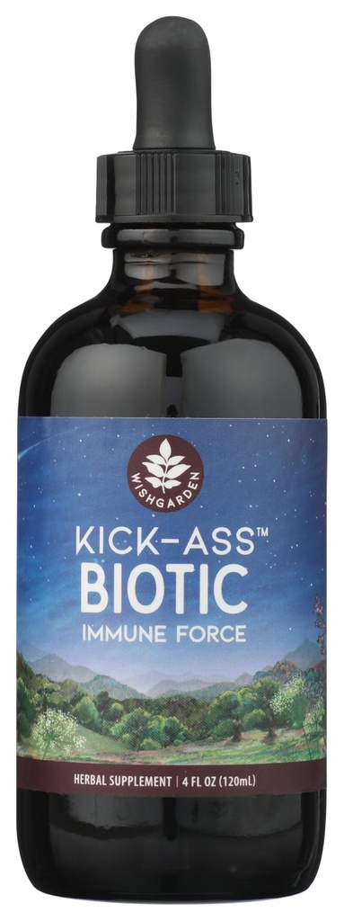 WishGarden Kruiden Kick-Ass Biotic Immune Hero - Plant-Based Herbal Biotic Formula met Usnea Lichen, Hop, Echinacea & Goldenseal, Ondersteunt gezonde immuun, Ademhalingsstelselfunctie, 4oz
