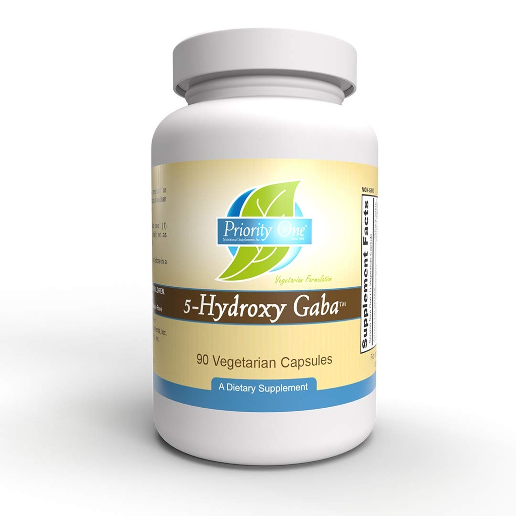 Prioriteit 1 Vitaminen 5 Hydroxy GABA (Gamma Aminoboterzuur) (5HTP) * 90 Vegetarische Capsules