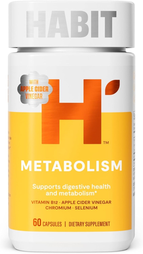 Habit Metabolisme Supplement (60 capsules) - Ondersteunt Digestieve Gezondheid & Metabolisme, Vitamine B12, Selenium, Chroom, Apple Cider Vinegar, Vegan, Non-GMO (1 verpakking)