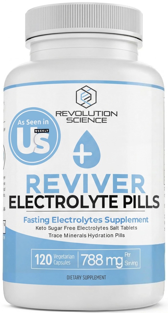 REVIVER Superior Absorptie Electrolyte Pillen - Zout Tablets voor Runners & Vasten Elektrolyten Supplement, Suikervrije Zout Pillen voor Hydratatie, Kramp Verdediging, Keto Ondersteuning 120, Electrolyte Capsules