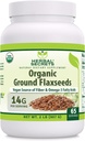Secrets à base de plantes USDA Graines de lin de fond organiques 2 Lbs Poudre de 14 Grams par portion de $ 65 portions Excellente source végane de fibre et d'oméga -3 acides gras $ Non-OGM (2 Lb)
