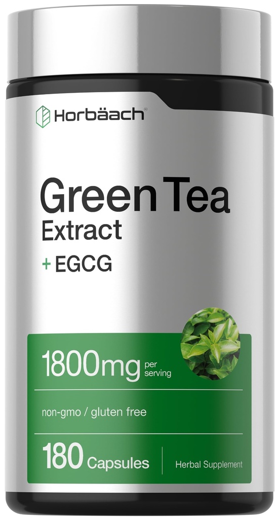 Horbäach EGCG Green Tea Extract Pillen 180 Capsules Max Potency Niet-GMO en Glutenvrij Supplement