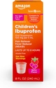 Basic Care Kinderen Ibuprofen Orale Suspensie, 100 mg per 5 ml, Pijn Reliever en koorts Reducer, Berry Flavor, Voor Sore Throat, Hoofdpijn Relief en Meer, 8 fl oz (Pack of 1)