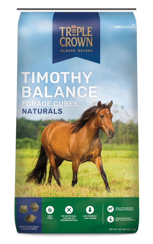Triple Crown Timothy Cubes Balancing Horse Supplement, Timothy Hay Beet Pulp voor paarden, Low Sugar Horse Feed, Laminitis Ondersteuning, 50 lbs
