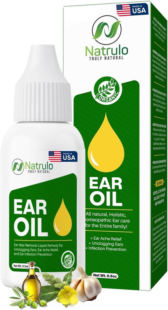 Biologische oorolie voor oorontsteking - Natuurlijke oordruppels voor oorpijn, zwemmersoor & wasverwijdering - Kids, volwassenen, Baby & hond oorpijn Remedie - oordruppels met Mullein, Knoflook Made in USA (0,5 Oz)