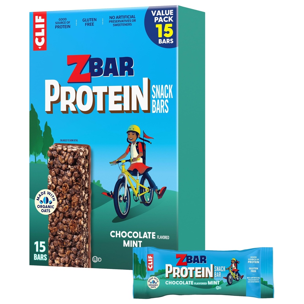 Zbar Proteïne - Chocolate Flavored Mint - Crispy Snack Bars - Made with Organic Haver - Non-GMO - 5g Proteïne - Gluten Free Protein Bars (15 Pack)