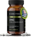 Mt. Angel Vitamines - Zink Citroen 50mg - Zink 50 mg Citroen chelaat - Natuurlijke Zink Supplementen Made in USA - 60 Vegetarische Tablets
