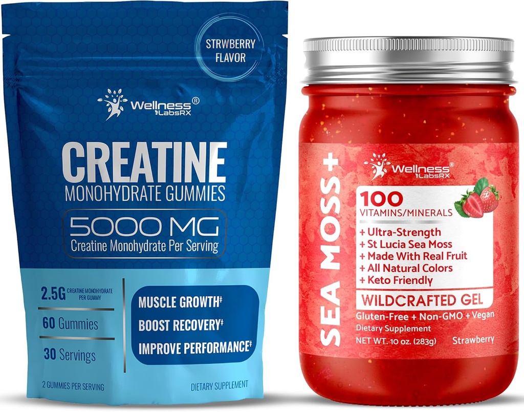WELNESS LABSRX Sea Moss Gel Aardbei met Creatine Gummies