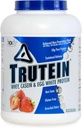 Trutéine à haute teneur en protéines Poudre : 45% Whey, 45% Caséine, 10% Blanc d'oeuf, Sans gluten, Faible teneur en sodium, Poudre de protéines de lactosérum, Supplément de gymnastique et petit déjeuner Shake, Fraises et crème, 4lb