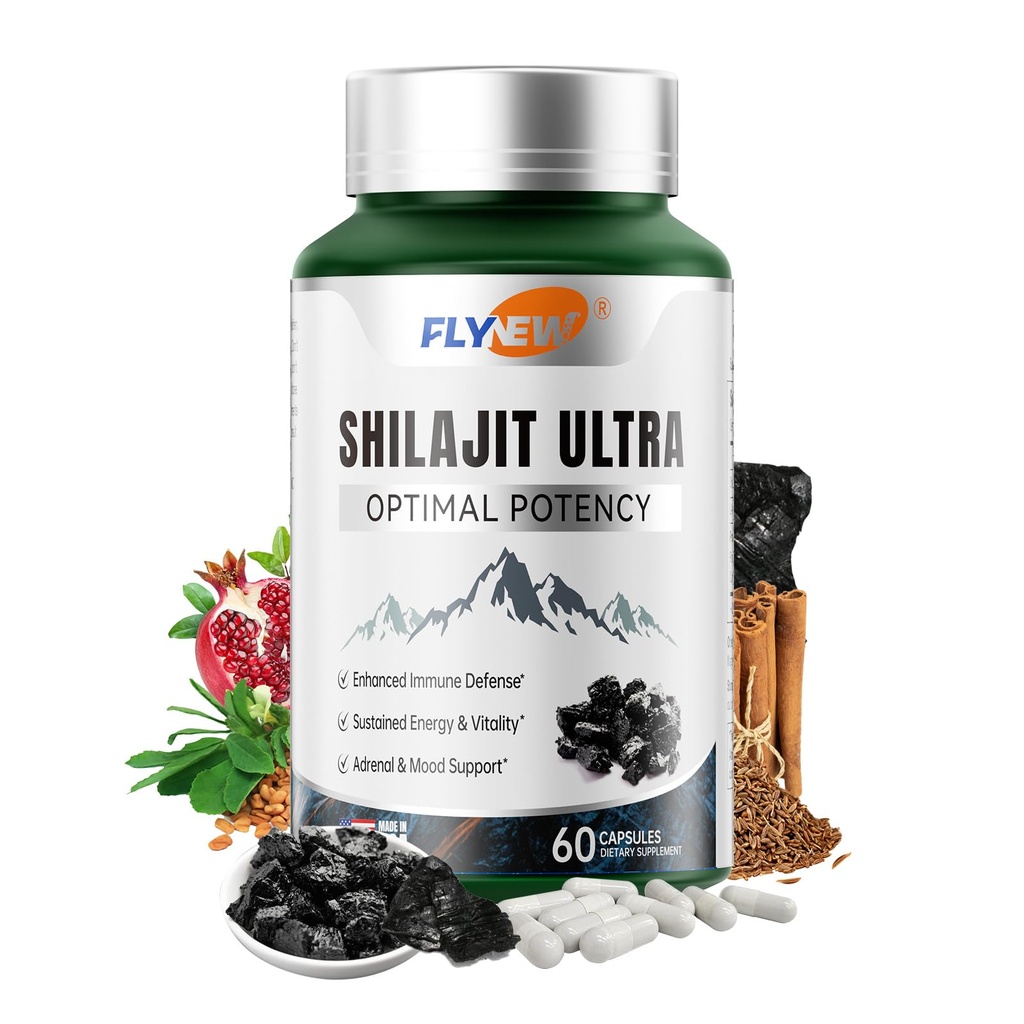 Shilajit voor mannen Vrouwen, Shilajit met Natuurlijk Fulvic Acid & L-Arginine, Himalaya Shilajits voor Extra Power, Uithoudingsvermogen & Immune Support, Niet GMO, Made in USA, 60 Capsules, 1.300mg Per Serving