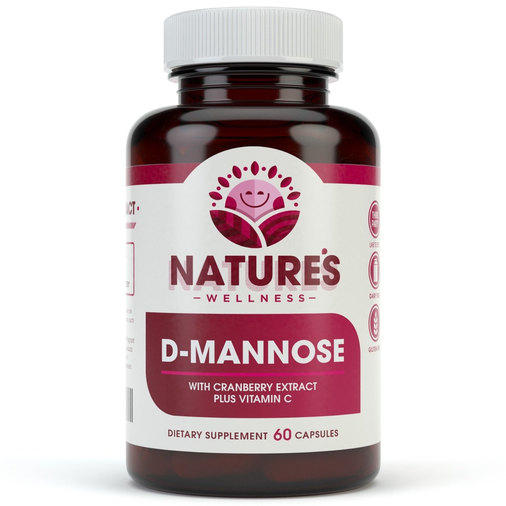 D MANOSE met Cranberry Extract & Vitamine C - Urinaire traktatie UT Reiniging & Blaasgezondheid - Beschermt tegen urinetrekinfecties UTI - Natuurlijke gezonde flush & Detox impurities 60 Veg Capsule