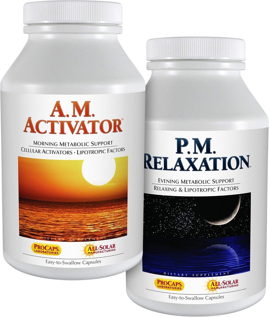 ANDREW LESSMAN A.M. Activator en P.M. Ontspannen Kit - 30 capsules van elke - A.M. Activator bevordert energie en vet stofwisseling terwijl P.M. Ontspannen stimuleert een rustgevende nacht slaap