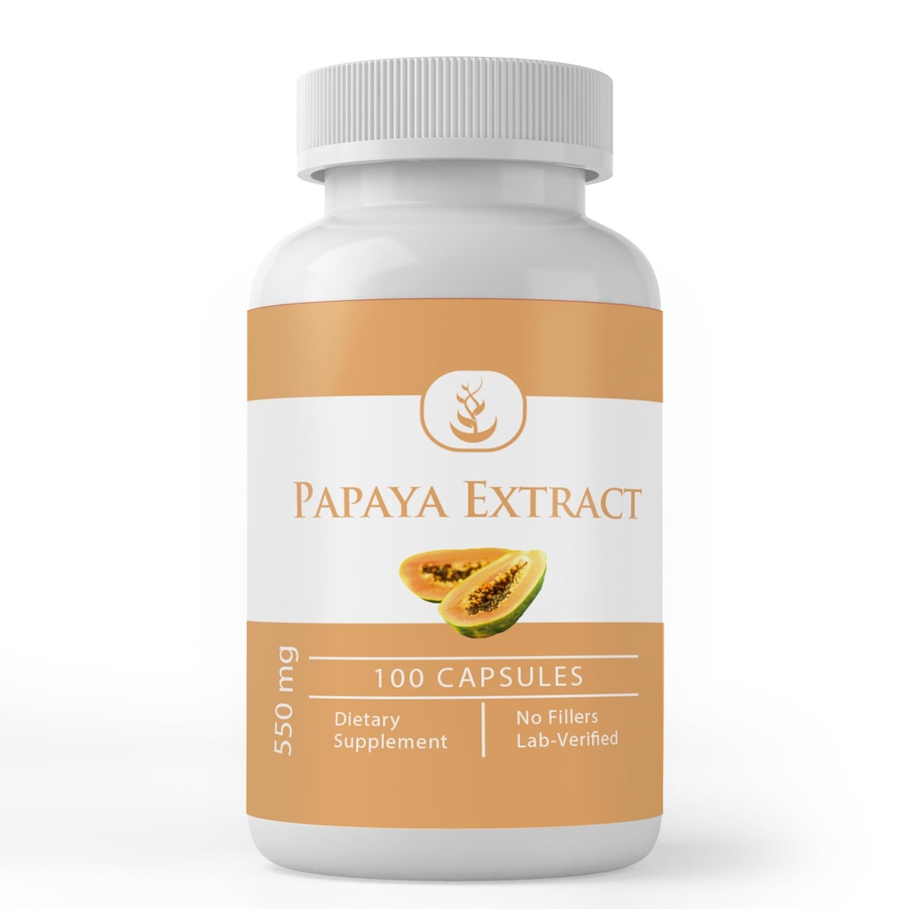PURE ORIGINEEL INGREDIËNTEN Papaya Extract, (100 capsules) Altijd zuiver, Geen additieven of fillers, Lab geverifieerd