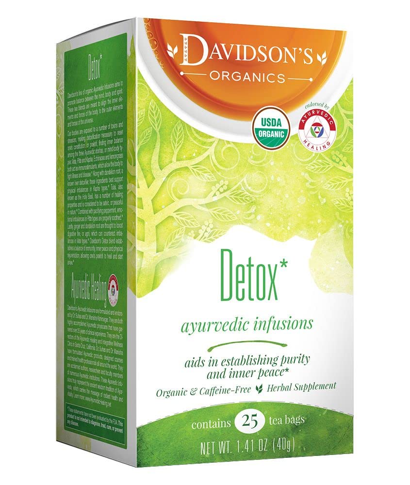 Davidson's Organics, Ayurvedic Infusies, Detox, 25-tal Tea Bags, Verpakking van 6