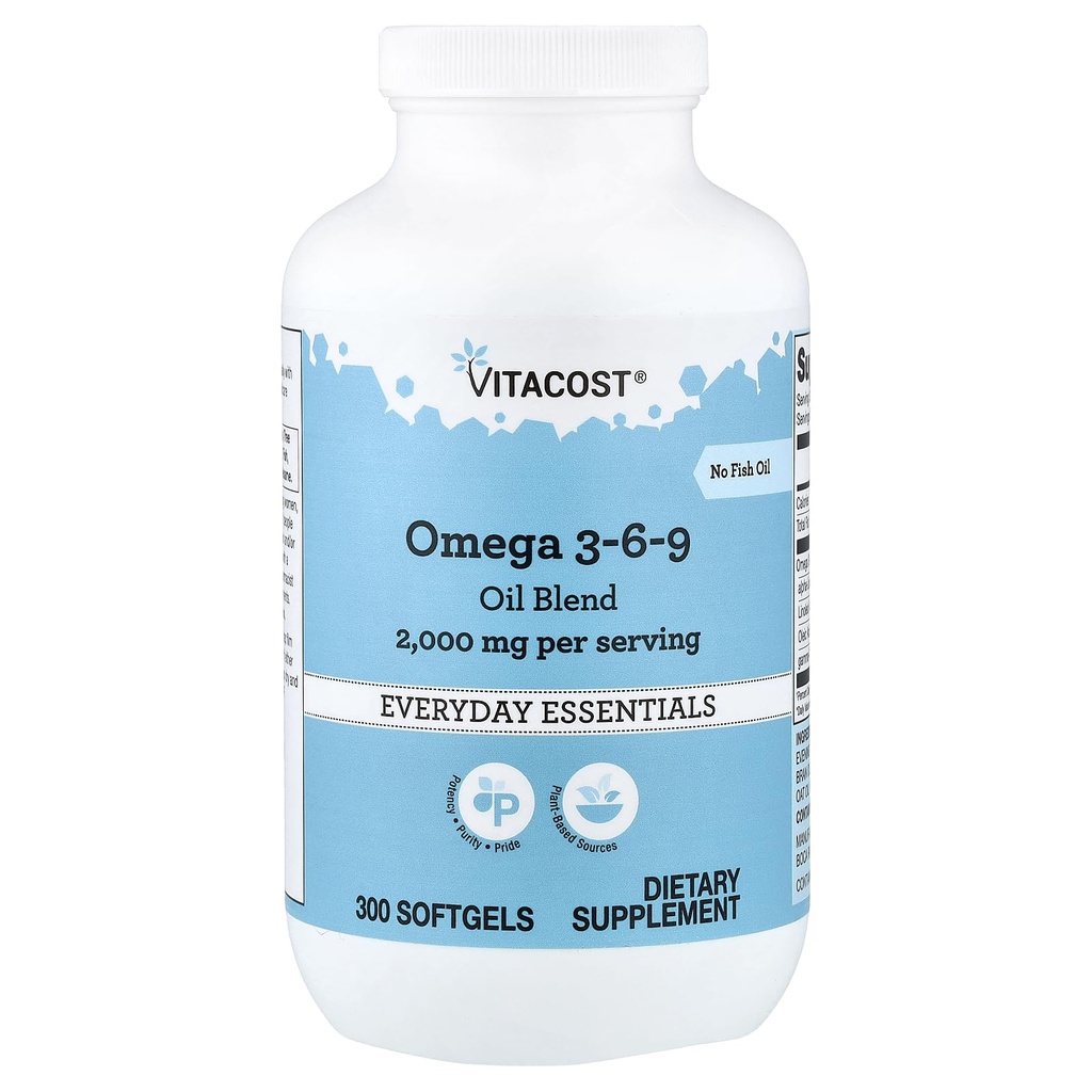 Vitacost Omega 3-6-9 Natural Oil Blend -- 2000 mg per portie- 300 Softgels
