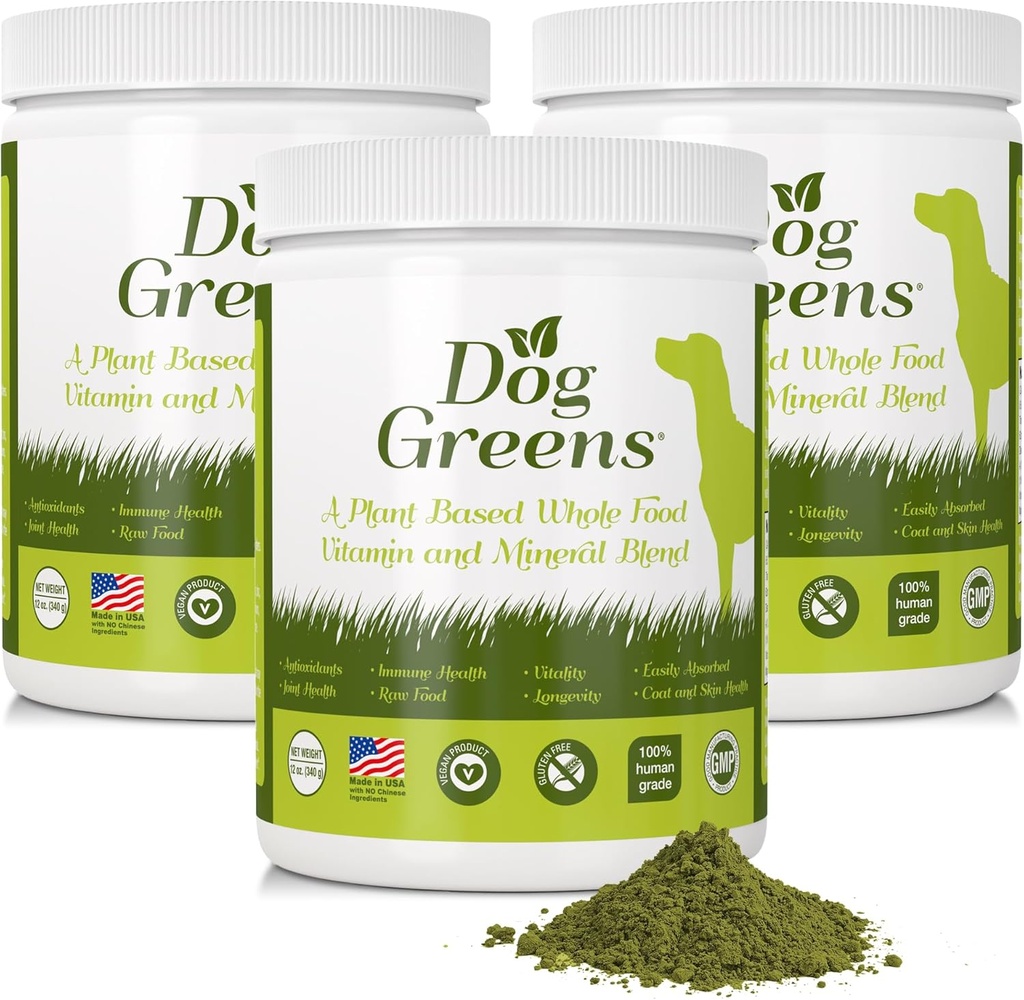 Superfood Supplement for Dogs (12 oz) Organic Human-Grade Ingredients, Vitamins, Minerals, Antioxidants and Fibre Rich for Optimal Digestion, Shiny Coat and Better Health (3 Pack)