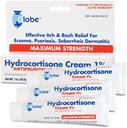 Globe (3 verpakkingen Hydrocortison Maximum sterkte crème 1%, Anti-Itch crème voor roodheid, zwelling, jeuk, uitslag, Bug/Mosquito Bites, eczeem, aambeien en meer