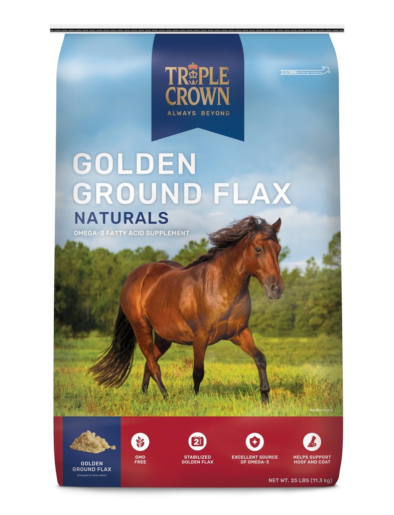 Triple Crown Golden Ground Vlas, Vlas voor Paarden, Vlaszaad voor Paarden, Omega 3 Equine Supplement, 25 lbs
