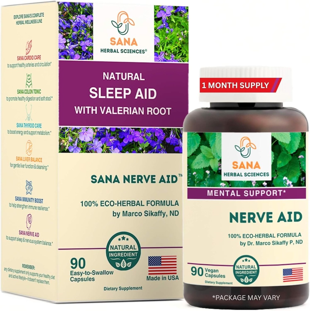 Valeriaan Root Natural Sleep Aid Formula for Adults with Organic Skullcap, Lobelia & More - 90 Capsules - by Dr. Marco Sikaffy