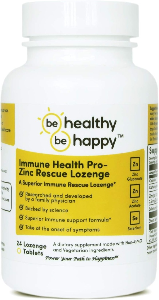 Wees gezond! Wees gelukkig! Immune Health Pro - Zink Rescue Lozenge Common Cold Relief Formula & Immune System Support 24 Tel.