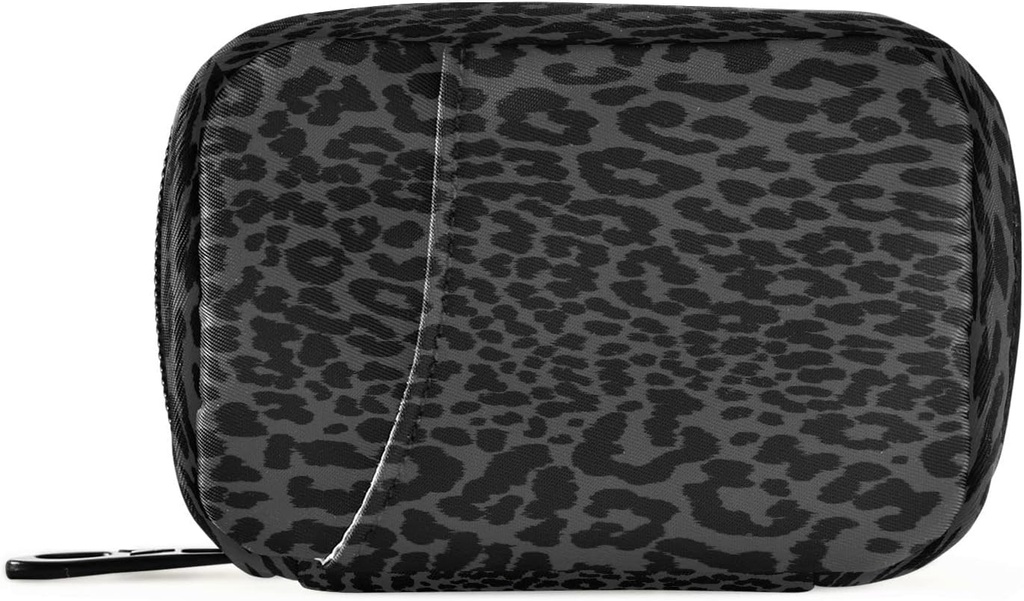 xigua Leopard Black Pill Box 7 Day Travel Pill Cases Bag,Weekly Portable Pill Organizer Bag with Zipper for Vitamin Supplement Fish Oil