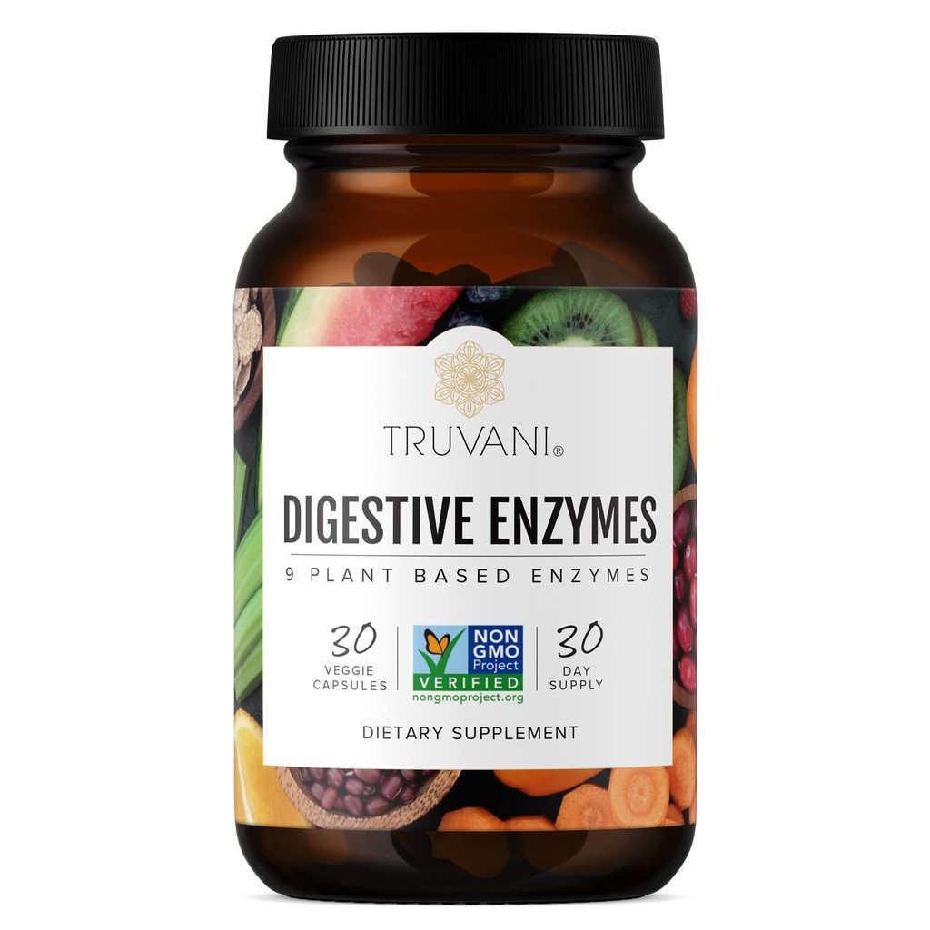 Truvani Digestive Enzymes | 9 Enzyme Blend | 30 Day Supply