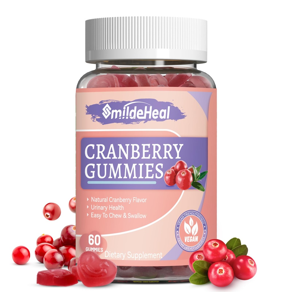 Cranberry Gummies 1000mg, Cranberry Supplementen voor Vrouwen, met D-Mannose 250mg, Womens Probiotic Gummies, Urinary Tract Health, Cranberry Flavor, NO GGO's, 60 Tellen