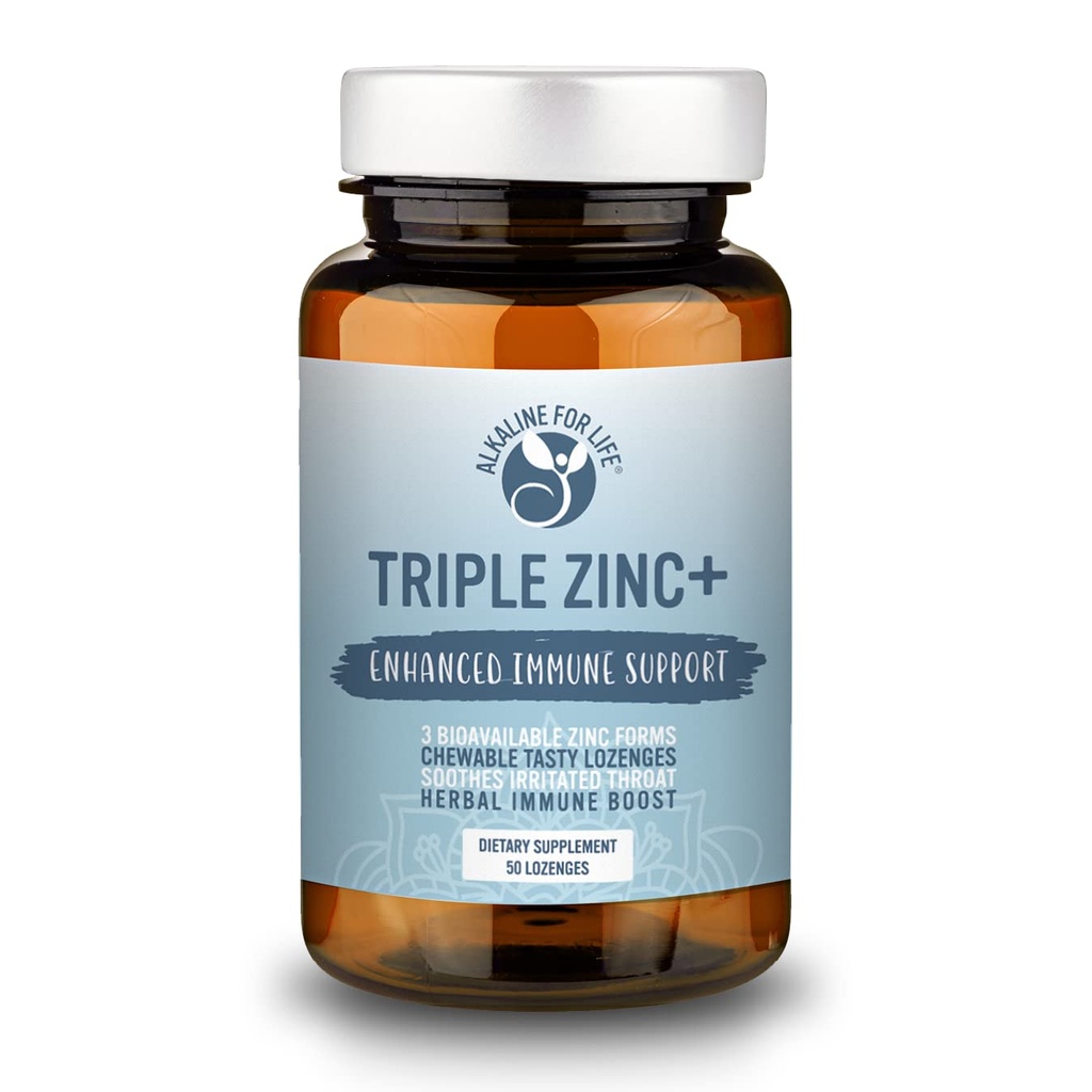 Triple Zink Lozen - 3 vormen van Bio available Zink Glycinate, Zink Citroen, Zink Aspartaat - Zink Immune Ondersteuning Supplement Echinacea, Slippery Elm, OPC, Vitamine C, Sucanat Honing