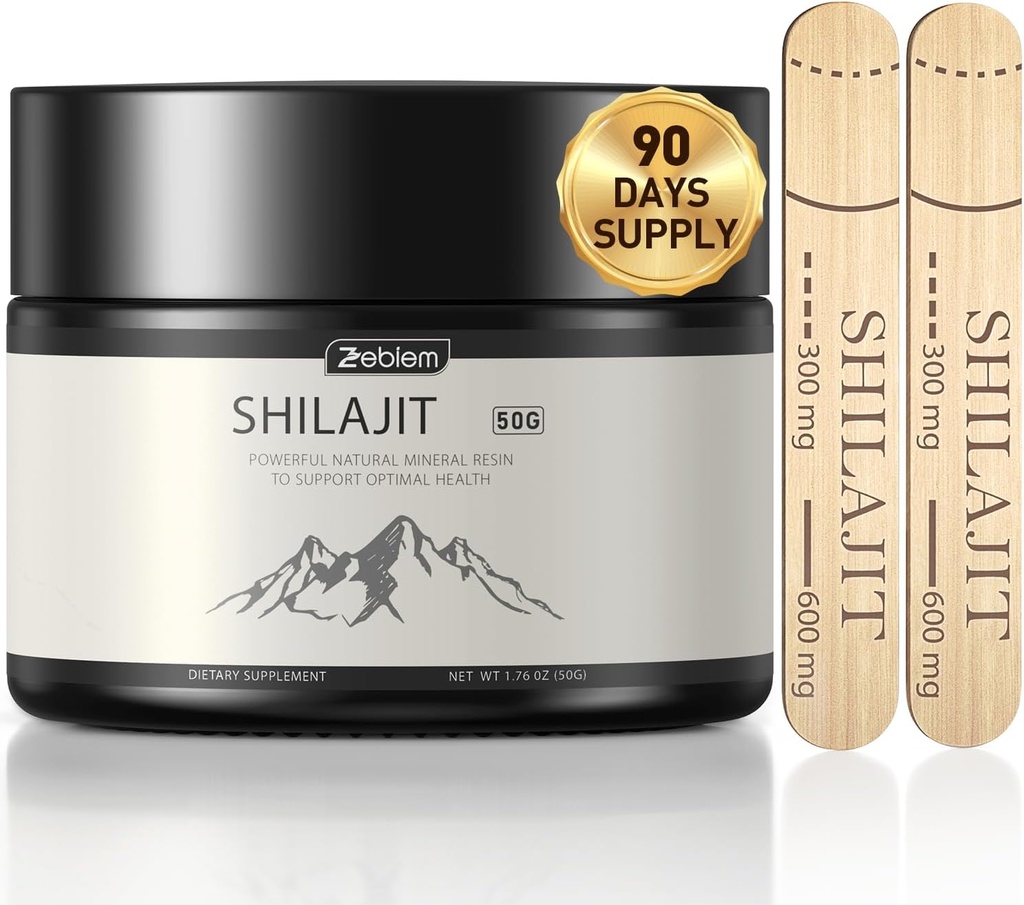 shilajit Pure Himalaya Biologische Shilajit voor mannen en vrouwen shilajit Resin Supplyment met Biologische Ayurvedische Blend in Hoge Potentie voor Energie, Kracht Boost&Immune Ondersteuning (50 Gram)