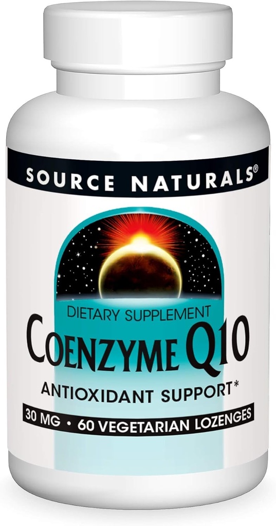 Source Natural Coenzyme Q10 Antioxidant Support 30 mg For Heart, Brain, Immunity, & Liver Support - 60 Lozen