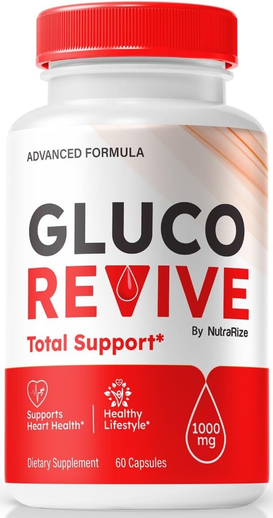 NutraRize Gluco Revive - Pilules officielles de Gluco Revive pour les niveaux stables, la circulation et la santé globale, GlucoRevive Support naturel pour bien-être, GlucoRevive Pastillas Review (60 capsules)