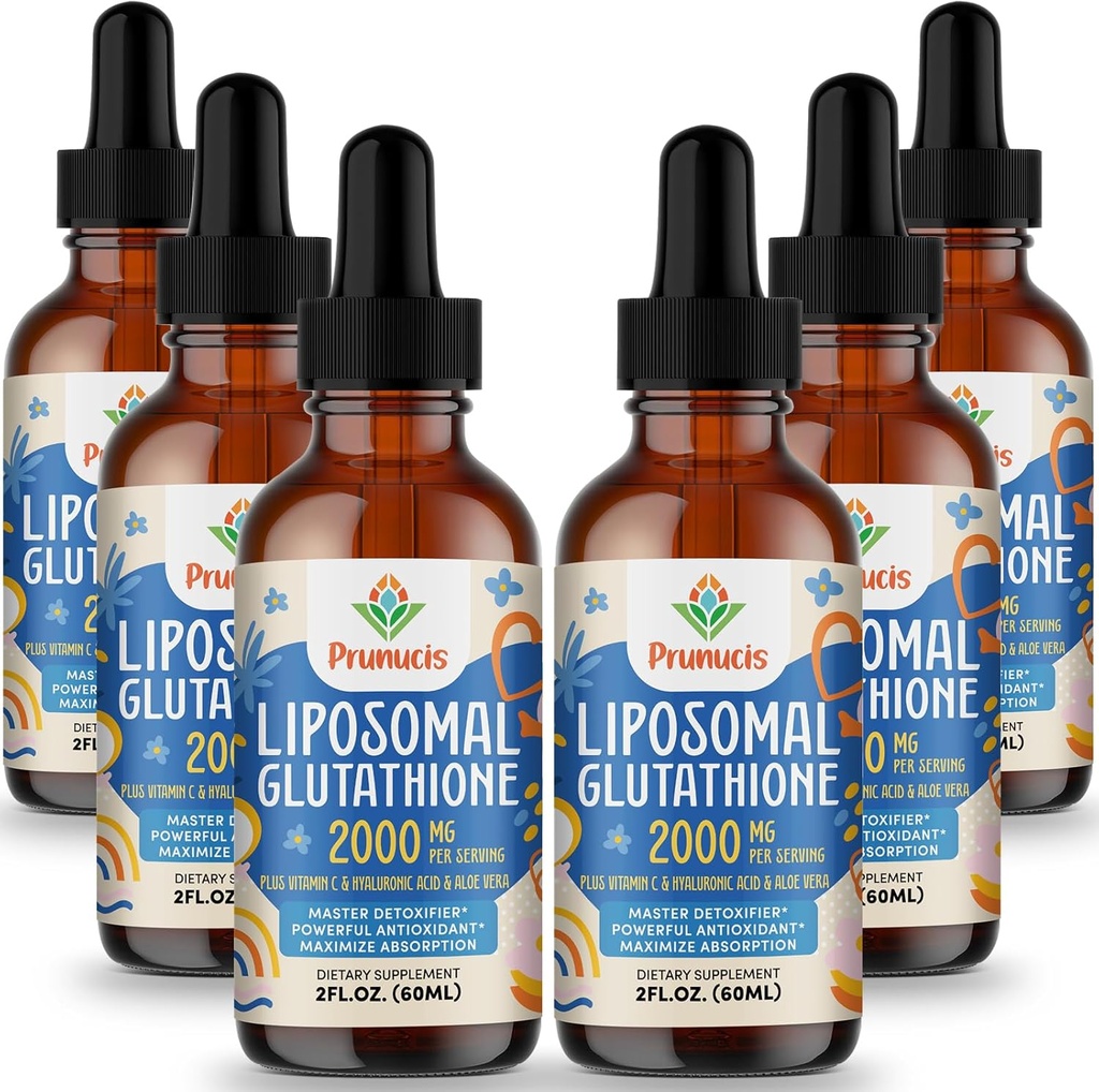 2000MG Liposomale Glutathion Vloeibaar, 98% Absorptie, Actieve Vorm L-Glutathione Supplement, Vegan vriendelijk, Krachtig Antioxidant Complex voor Immune System, Veroudering Verdediging, Detox, 12 FL.OZ
