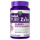 ZzzQuil Pure Zzzs Spierontspanning Melatonine Slaaphulp Gummies, Ondersteunt spierfunctie, Helpt u natuurlijk slapen, snel, Melatonine + Magnesium, Geen Next-Day Grogginess, Drug-vrij, 60ct